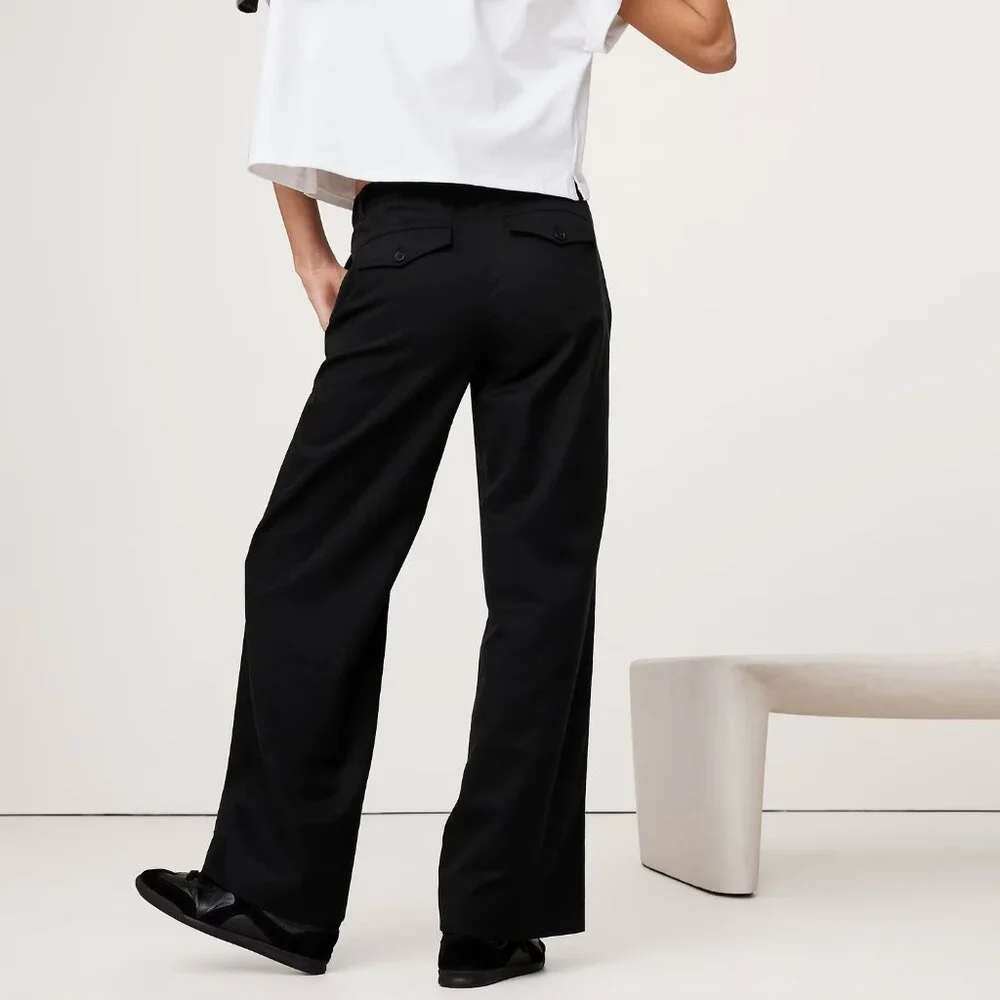 NWT! Banana Republic Black 100% Linen The Everyday Wide-Leg Trouser Pant XL